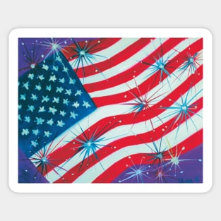 American Flag with fireworks Sticker